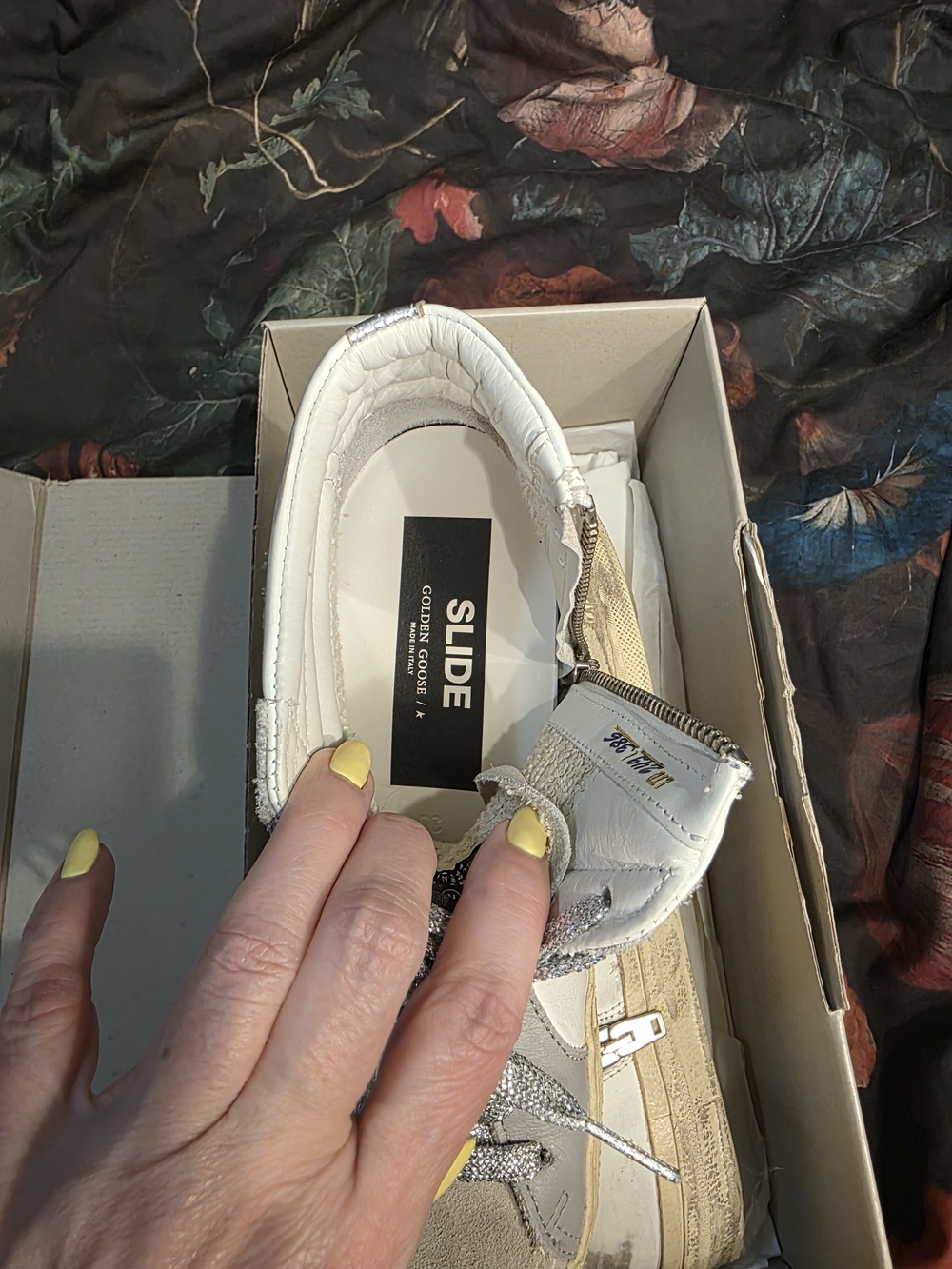 Golden Goose LMT ED White and Gray High-Top Slides - Picture 2 of 5